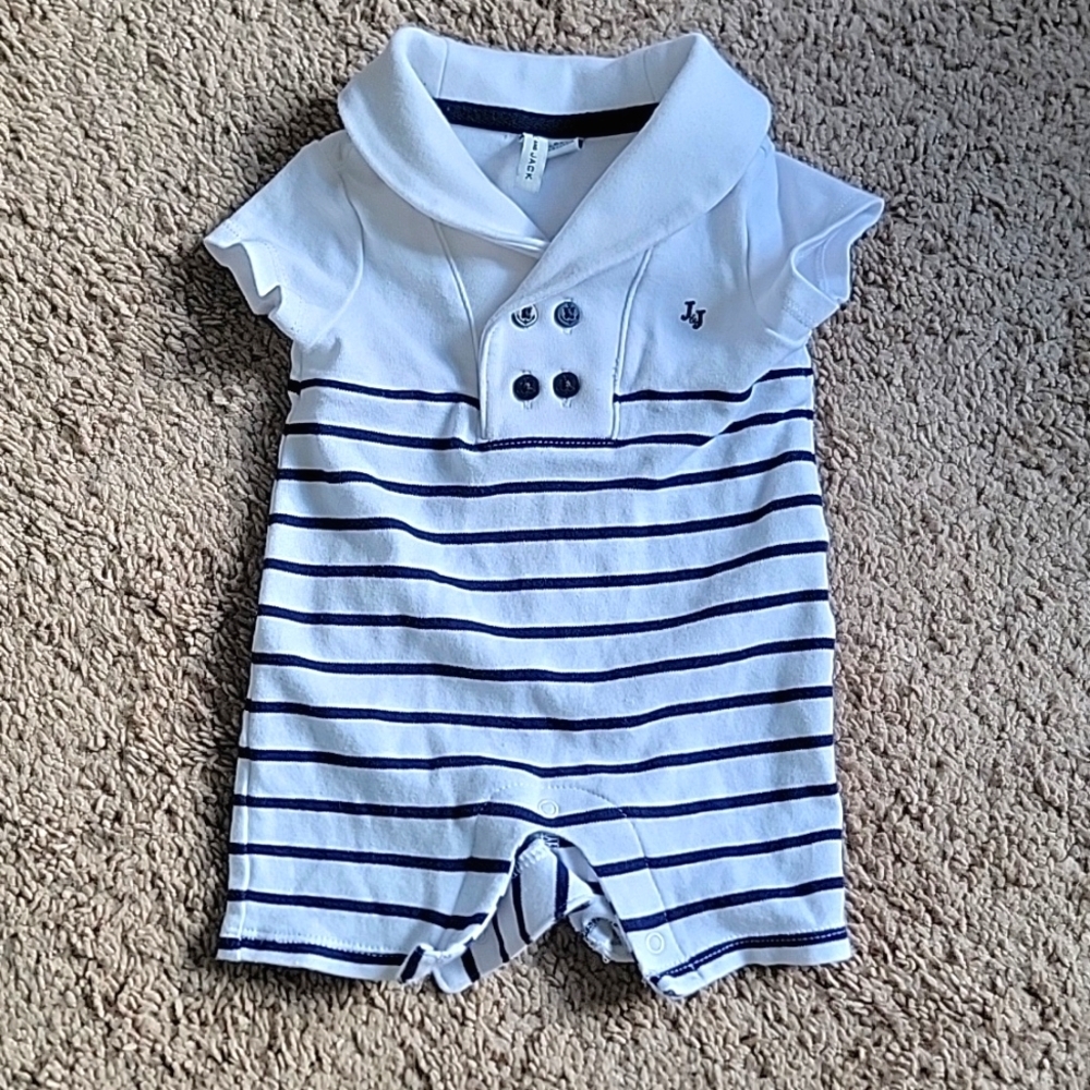 Janie and Jack striped shawl collar one piece short outfit  0 - 3 months